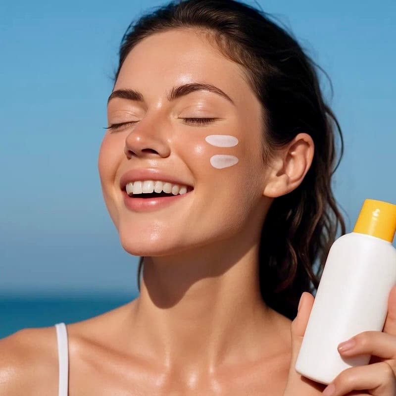 Morning sunscreen and skincare products